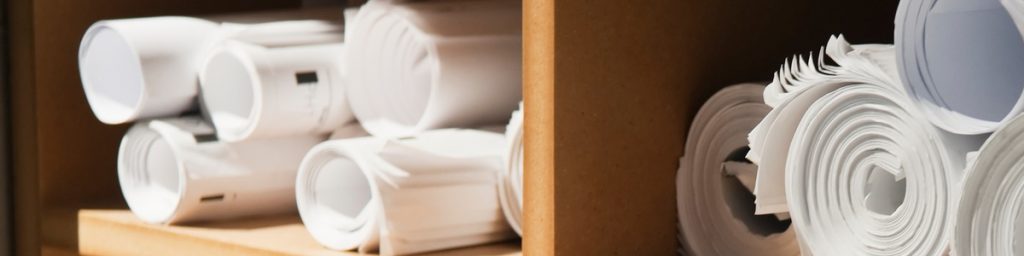 Rolls of Blueprints in Cubbyholes